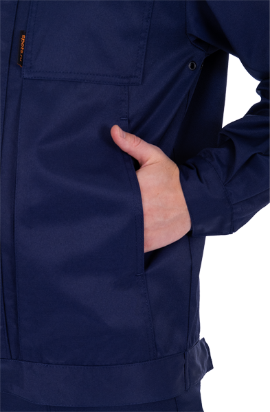 Костюм мужской ТЕХНИК 2 от механических воздействий и ОПЗ (куртка, полукомбинезон), темно-синий/серый Кос 099
