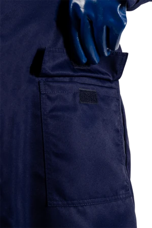 Комплект мужской от растворов кислот и щелочей, механических воздействий, (халат, брюки), темно-синий