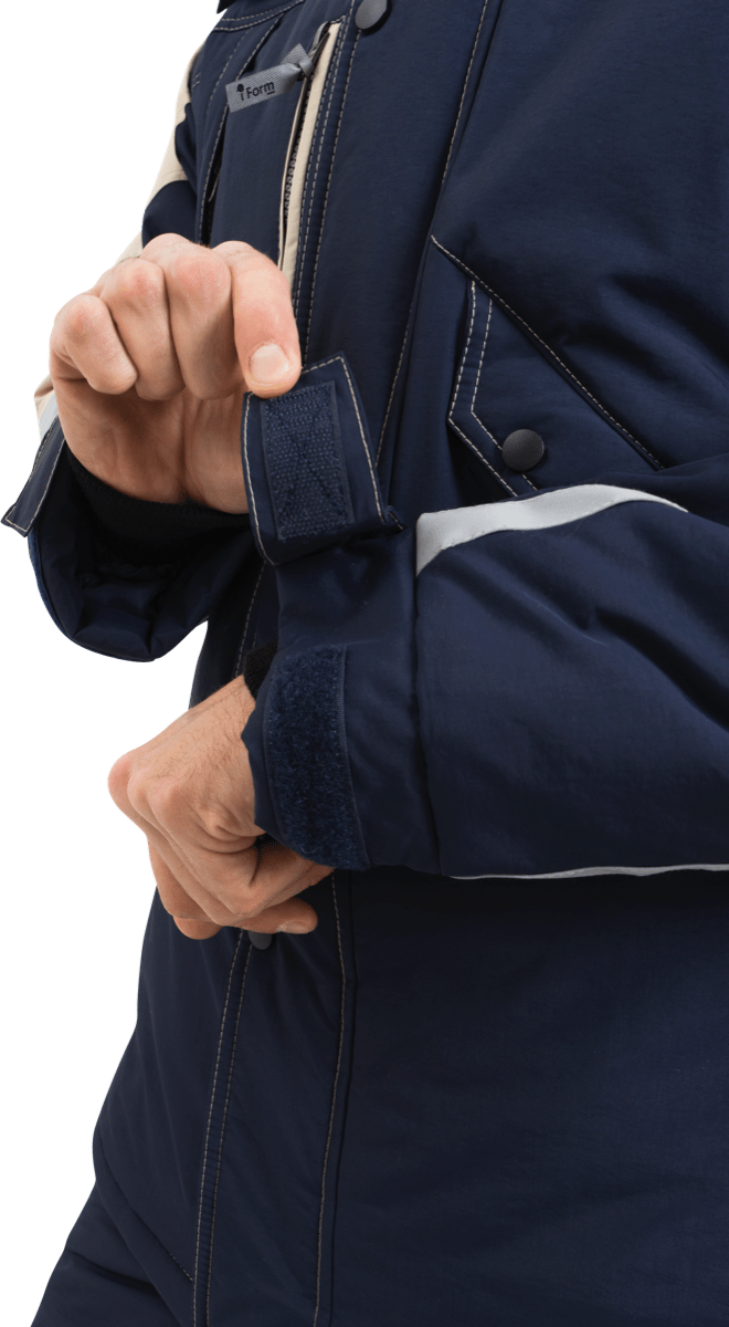 Куртка мужская ХАЙ-ТЕК от пониженных температур воздуха и ветра, механических воздействий и ОПЗ, синий/бежевый Кур 323